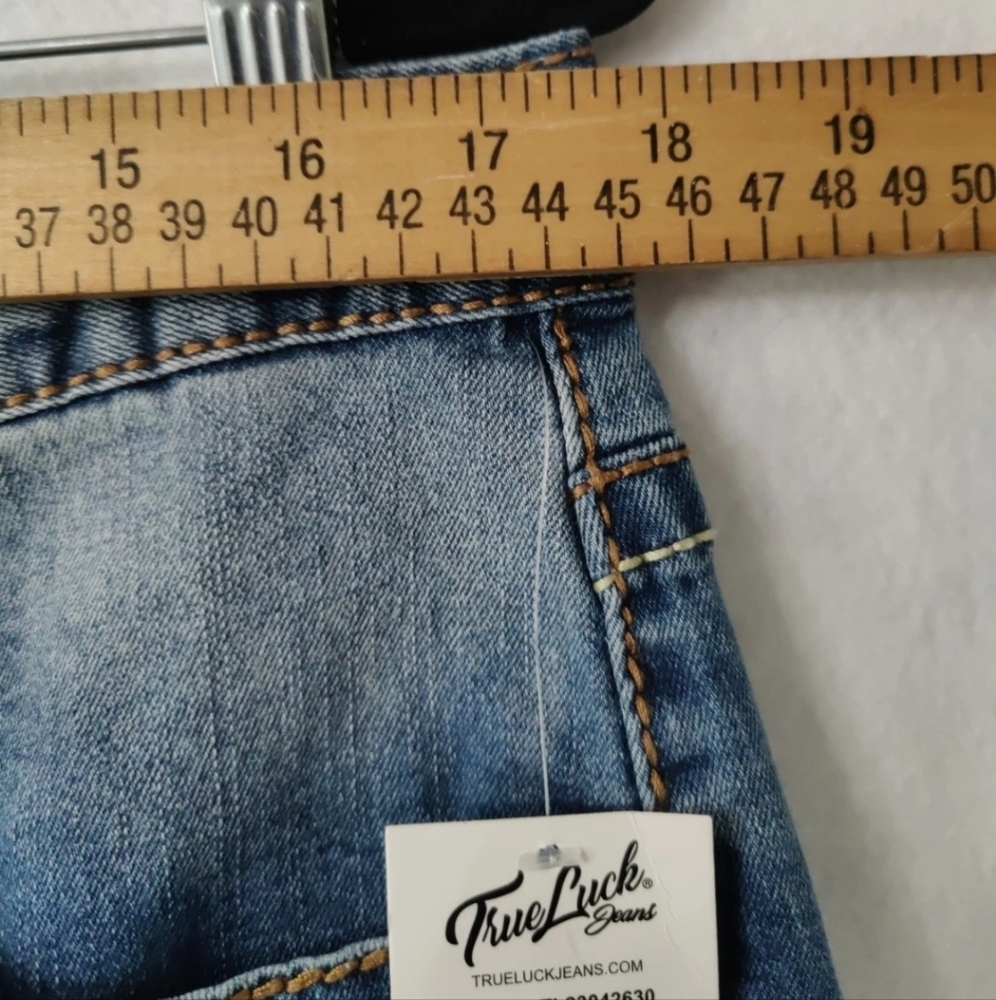 True luck style tl23042630 relaxed straight men jeans Size36x32 Light Stone Blue - Picture 8 of 13